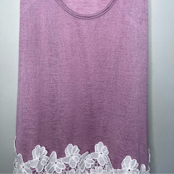 Umgee Pink Floral Lace Tunic Tank top Size Large - Picture 4 of 12
